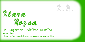 klara mozsa business card